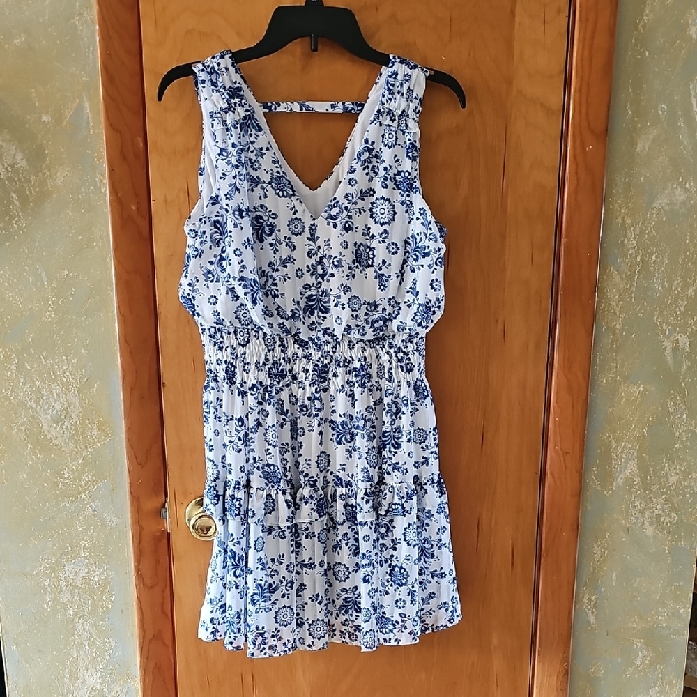 Floral Blue Midi Dress